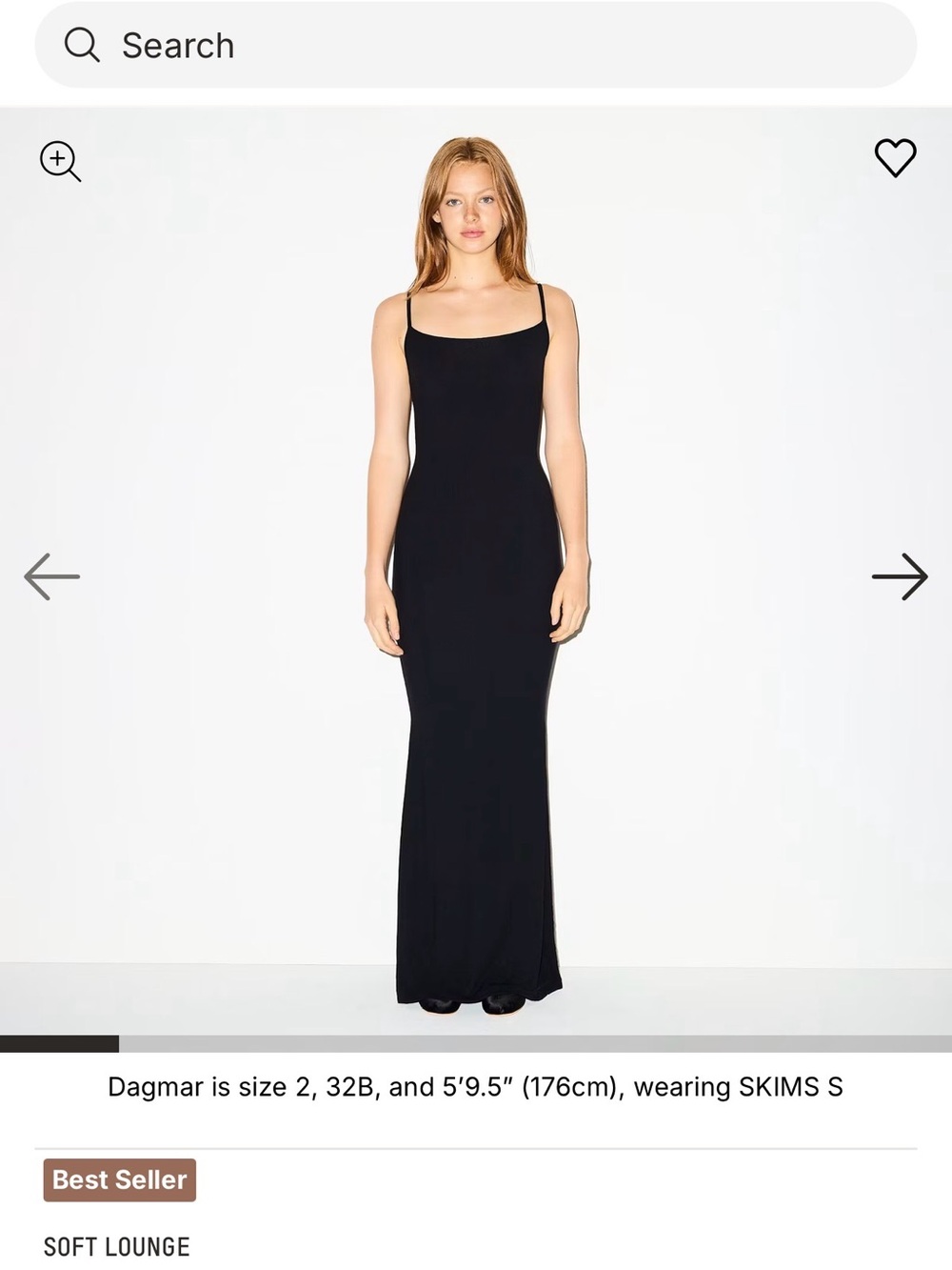 SKIMS Black Slim Slip Maxi Dress with Thin Straps